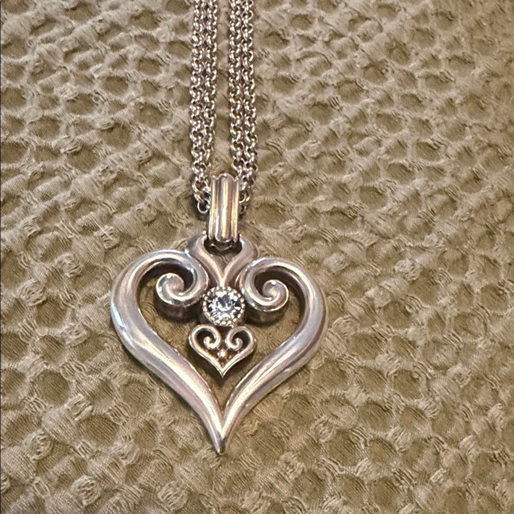 Brighton Silver Heart Pendant Necklace with Matching Earrings and ring - Picture 2 of 7
